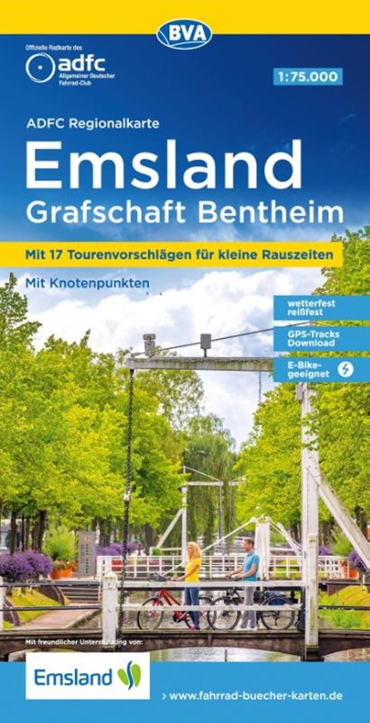 ADFC-Regionalkarte Emsland Grafschaft Bentheim, 1:75.000, mit Tagestourenvorschlägen, reiß- und wetterfest, E-Bike-geeignet, mit Knotenpunkten, GPS-Tracks Download, Allgemeiner Deutscher Fahrrad-Club e.V. (ADFC) ; BVA BikeMedia GmbH - Gebonden - 9783969901083