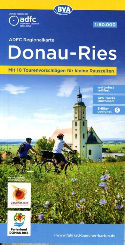 ADFC-Regionalkarte Donau-Ries, 1:50.000, mit Tagestourenvorschlägen, reiß- und wetterfest, E-Bike-geeignet, GPS-Tracks Download, Allgemeiner Deutscher Fahrrad-Club e.V. (ADFC) ; BVA BikeMedia GmbH - Gebonden - 9783969901137