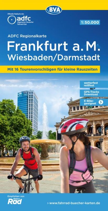 ADFC-Regionalkarte Frankfurt a. M. Wiesbaden /Darmstadt, 1:50.000, mit Tagestourenvorschlägen, reiß- und wetterfest, E-Bike-geeignet, GPS-Tracks-Download, Allgemeiner Deutscher Fahrrad-Club e. V. (ADFC) ; BVA BikeMedia GmbH - Gebonden - 9783969901762
