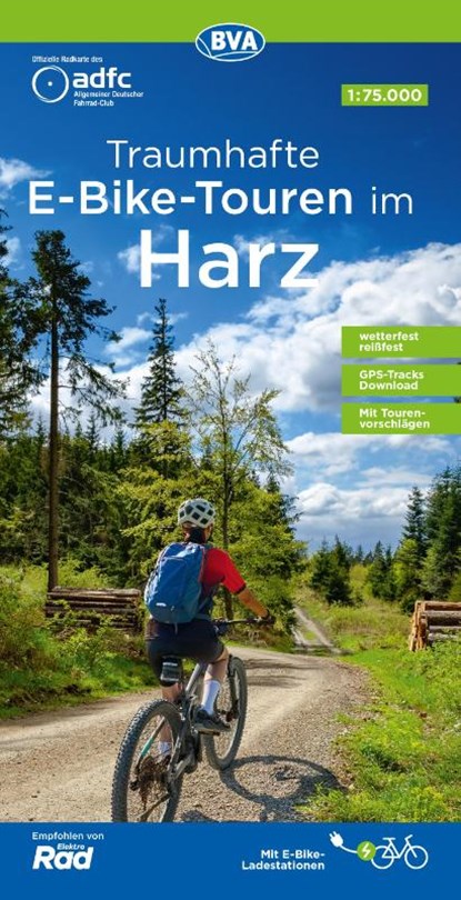 ADFC-Regionalkarte Traumhafte E-Bike-Touren im Harz, 1:75.000, mit Tagestourenvorschlägen, reiß- und wetterfest, GPS-Tracks Download, Allgemeiner Deutscher Fahrrad-Club e. V. (ADFC) ; BVA BikeMedia GmbH - Gebonden - 9783969902660