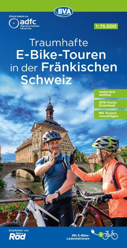 ADFC-Regionalkarte Traumhafte E-Bike-Touren in der Fränkischen Schweiz, 1:75.000, mit Tagestourenvorschlägen, reiß- und wetterfest, GPS-Tracks Download, Allgemeiner Deutscher Fahrrad-Club e. V. (ADFC) ; BVA BikeMedia GmbH - Gebonden - 9783969902752