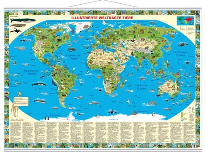 Illustrierte Weltkarte Tiere, Doris Schönhoff ; Dirk Krüger - Gebonden - 9783981689105