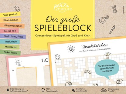 Der große Spieleblock. Umweltfreundlicher Spielspaß für Groß und Klein, pen2nature - Paperback - 9783987640353