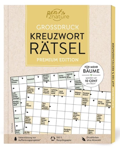 Großdruck Kreuzworträtsel, Pen2nature - Paperback - 9783987640872