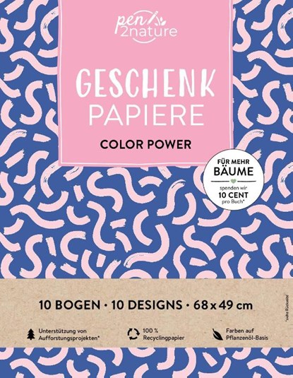 Geschenkpapier-Buch Color Power | 100% Recyclingpapier, niet bekend - Paperback - 9783987640971
