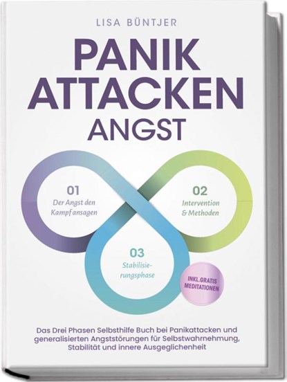 Panikattacken Angst: Das Drei Phasen Selbsthilfe Buch bei Panikattacken und generalisierten Angststörungen für mehr Skalierung, Selbstwahrnehmung und Stabilität - inkl. Meditationsaudio und Rezepten, Lisa Büntjer - Paperback - 9783989100350