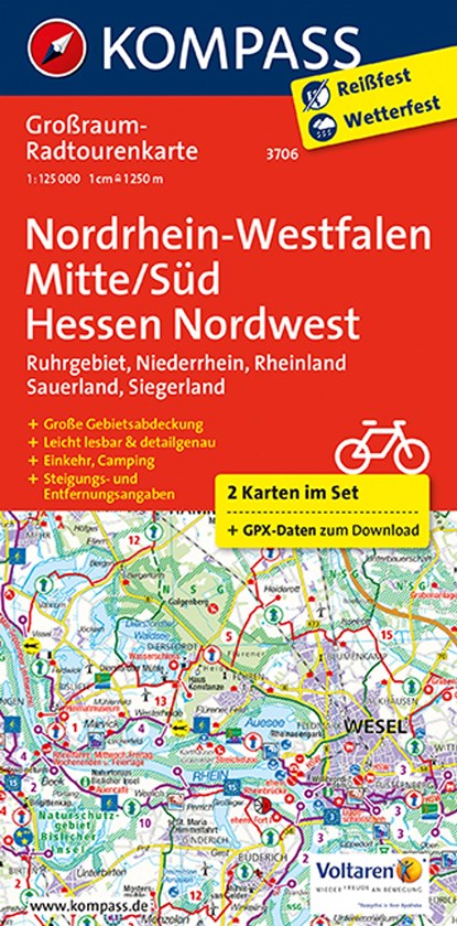 Kompass RTK3706 Nordrhein-Westfalen Midden/Zuid, niet bekend - Losbladig - 9783990441688