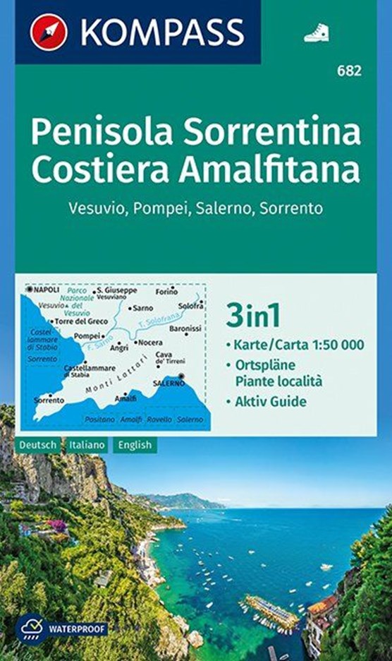 Penisola Sorrentina, Costiera Amalfitana, Vesuvio, Pompei, Salerno, Sorrento 1:50 000