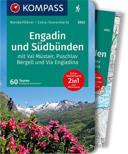 KOMPASS Wanderführer Engadin und Südbünden, 60 Touren, Wolfgang Heitzmann - Paperback - 9783990445785