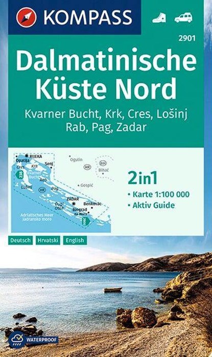 KOMPASS Wanderkarte 2901 Dalmatinische Küste Nord 1:100.000, Kompass-Karten Gmbh - Gebonden - 9783990447345