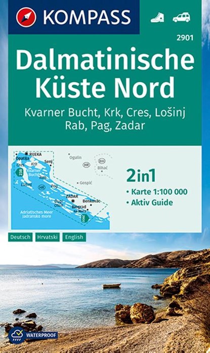 KOMPASS Wanderkarte 2901 Dalmatinische Küste Nord 1:100.000, Kompass-Karten Gmbh - Gebonden - 9783990447345