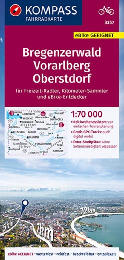 KOMPASS Fahrradkarte 3357 Bregenzerwald, Vorarlberg, Oberstdorf 1:70.000, niet bekend - Gebonden - 9783990448809