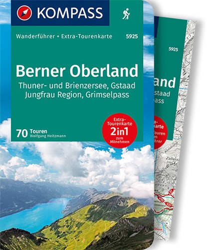 KOMPASS Wanderführer Berner Oberland, 70 Touren, Wolfgang Heitzmann - Paperback - 9783991210566
