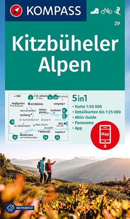 KOMPASS Wanderkarte 29 Kitzbüheler Alpen 1:50.000, KOMPASS-Karten GmbH - Gebonden - 9783991212683