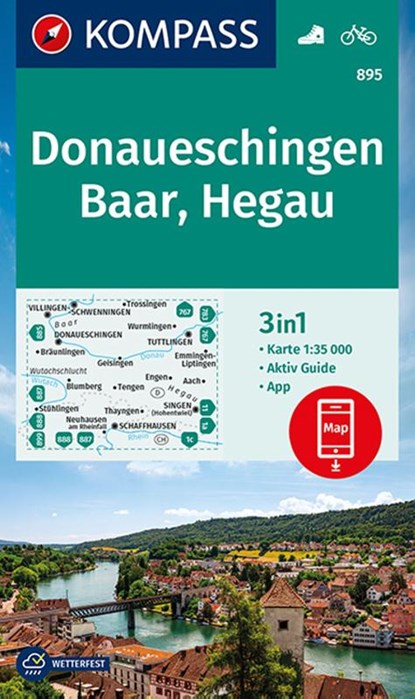 KOMPASS Wanderkarte 895 Donaueschingen, Baar, Hegau 1:35.000, KOMPASS-Karten GmbH - Gebonden - 9783991212768