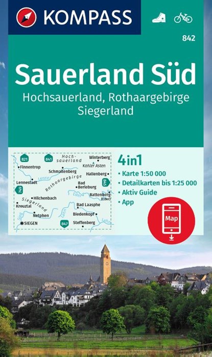 Kompass WK842 Sauerland Süd, Hochsauerland, Rothaargebirge, niet bekend - Gebonden - 9783991214274