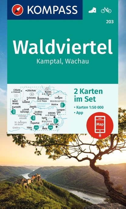 KOMPASS Wanderkarten-Set 203 Waldviertel, Kamptal, Wachau (2 Karten) 1:50.000, niet bekend - Gebonden - 9783991214564