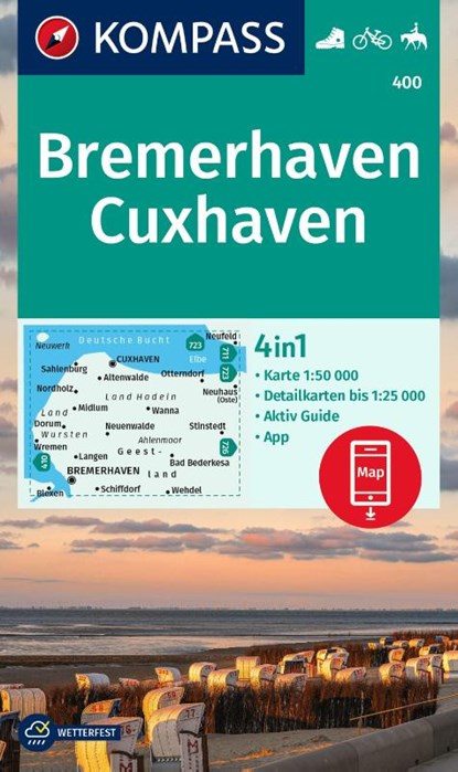 KOMPASS Wanderkarte 400 Bremerhaven-Cuxhaven 1:50.000, niet bekend - Gebonden - 9783991215028