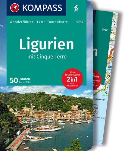 KOMPASS Wanderführer Ligurien mit Cinque Terre, 50 Touren mit Extra-Tourenkarte, Franz Wille - Paperback - 9783991215509