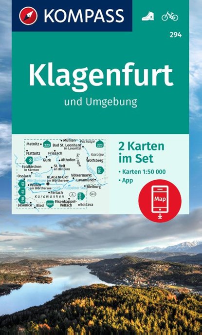 KOMPASS Wanderkarten-Set 294 Klagenfurt und Umgebung (2 Karten) 1:50.000, KOMPASS-Karten GmbH - Gebonden - 9783991215738