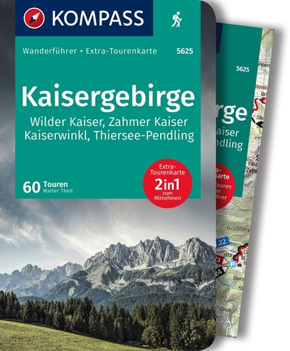 KOMPASS Wanderführer Kaisergebirge, 60 Touren mit Extra-Tourenkarte, Walter Theil - Paperback - 9783991216070