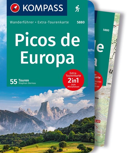 KOMPASS Wanderführer Picos de Europa, 55 Touren mit Extra-Tourenkarte, Stephan Bernau - Paperback - 9783991216827
