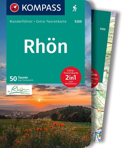 KOMPASS Wanderführer Rhön, 50 Touren mit Extra-Tourenkarte, Kay Tschersich - Paperback - 9783991216896