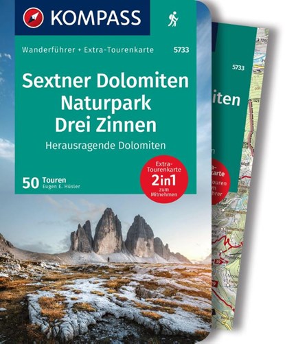 KOMPASS Wanderführer Sextner Dolomiten, Naturpark Drei Zinnen - Herausragende Dolomiten, 50 Touren mit Extra-Tourenkarte, Eugen E Hüsler - Paperback - 9783991217534