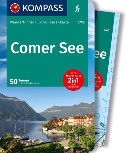 KOMPASS Wanderführer Comer See, 50 Touren mit Extra-Tourenkarte, Franziska Baumann - Paperback - 9783991217732