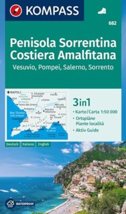 KOMPASS Wanderkarte 682 Penisola Sorrentina, Costiera Amalfitana, Vesuvio, Pompei, Salerno, Sorrento 1:50.000, niet bekend - Gebonden - 9783991219866