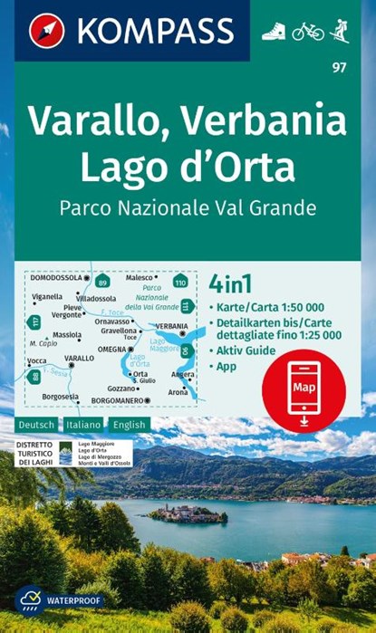 KOMPASS Wanderkarte 97 Varallo, Verbania, Lago d'Orta, Parco Nazionale Val Grande 1:50.000, niet bekend - Gebonden - 9783991219903
