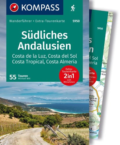 KOMPASS Wanderführer Südliches Andalusien, Costa de la Luz, Costa del Sol, Costa Tropical und Costa Almeria, 55 Touren mit Extra-Tourenkarte, Michael Will - Paperback - 9783991541387