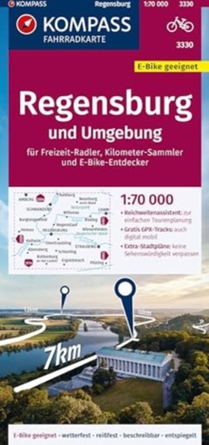 KOMPASS Fahrradkarte 3330 Regensburg und Umgebung 1:70.000, niet bekend - Gebonden - 9783991542018