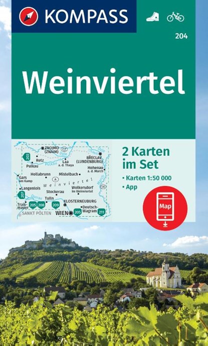 KOMPASS Wanderkarten-Set 204 Weinviertel (2 Karten) 1:50.000, niet bekend - Gebonden - 9783991542360