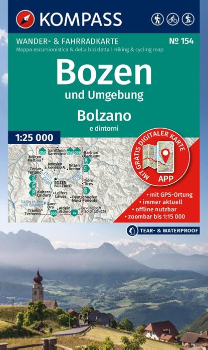 KOMPASS Wanderkarte 154 Bozen und Umgebung / Bolzano e dintorni 1:25.000, niet bekend - Gebonden - 9783991542711
