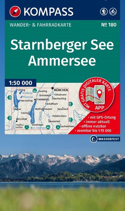 KOMPASS Wanderkarte 180 Starnberger See, Ammersee 1:50.000, niet bekend - Gebonden - 9783991542728
