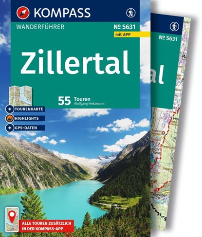 KOMPASS Wanderführer Zillertal, 55 Touren mit Extra-Tourenkarte, Wolfgang Heitzmann - Paperback - 9783991542858