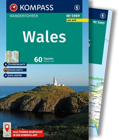 KOMPASS Wanderführer Wales, 60 Touren mit Extra-Tourenkarte, Oliver Lair - Paperback - 9783991542926