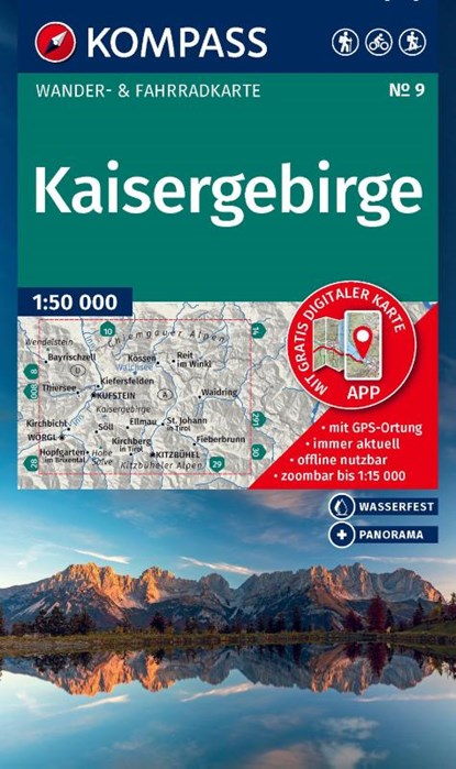 KOMPASS Wanderkarte 9 Kaisergebirge 1:50.000, niet bekend - Gebonden - 9783991542957