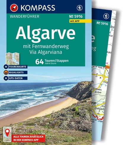 KOMPASS Wanderführer Algarve mit Fernwanderweg Via Algarviana, 64 Touren / Etappen mit Extra-Tourenkarte, Astrid Sturm - Paperback - 9783991542995