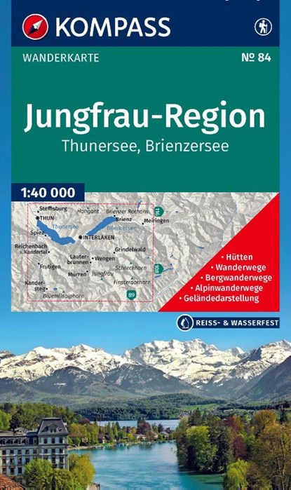 KOMPASS Wanderkarte 84 Jungfrau-Region, Thunersee, Brienzersee 1:40.000, niet bekend - Gebonden - 9783991543084