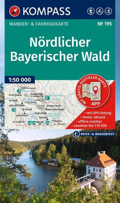 KOMPASS Wanderkarte 195 Nördlicher Bayerischer Wald 1:50.000, niet bekend - Gebonden - 9783991543633