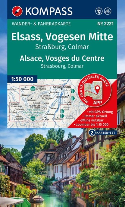 KOMPASS Wanderkarten-Set 2221 Elsass, Vogesen Mitte, Alsace, Vosges du Centre (2 Karten) 1:50.000, niet bekend - Gebonden - 9783991544142