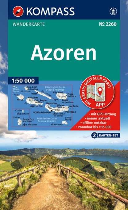 KOMPASS Wanderkarten-Set 2260 Azoren (2 Karten) 1:50.000, niet bekend - Gebonden - 9783991544166