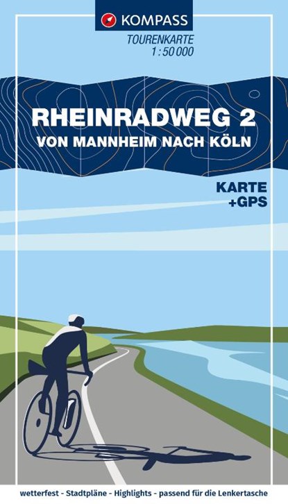 KOMPASS Fahrrad-Tourenkarte Rheinradweg 2, von Mannheim nach Köln 1:50.000, niet bekend - Losbladig - 9783991544227