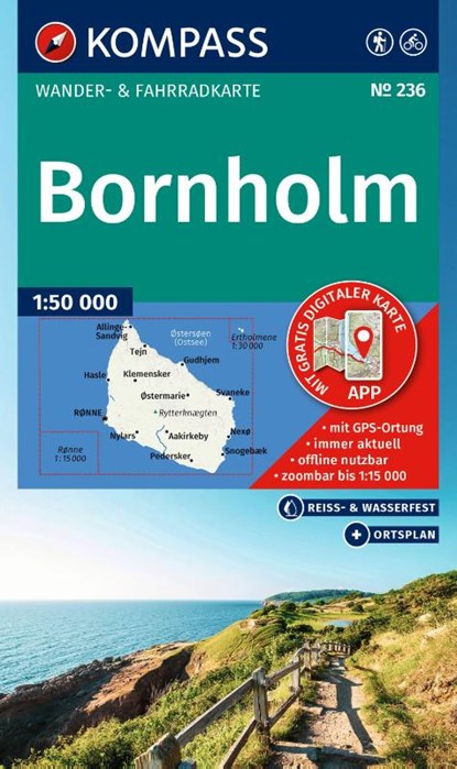 KOMPASS Wanderkarte 236 Bornholm 1:50.000, niet bekend - Gebonden - 9783991544296