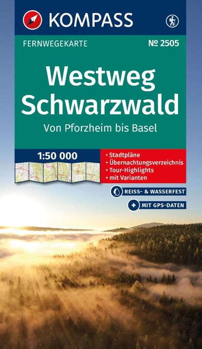KOMPASS Wander-Tourenkarte Westweg Schwarzwald 1:50.000, niet bekend - Losbladig - 9783991544319