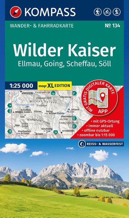 KOMPASS Wanderkarte 134 Wilder Kaiser, Ellmau, Going, Scheffau, Söll 1:25.000, niet bekend - Gebonden - 9783991544340