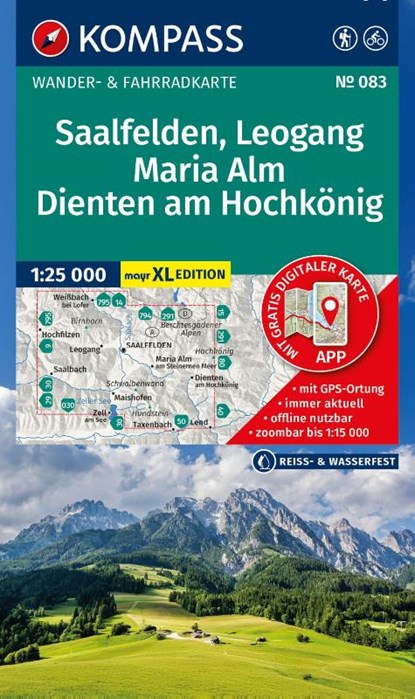KOMPASS Wanderkarte 083 Saalfelden, Leogang, Maria Alm, Dienten am Hochkönig 1:25.000, niet bekend - Gebonden - 9783991544814