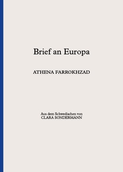Brief an Europa, Athena Farrokhzad - Paperback - 9788797032787